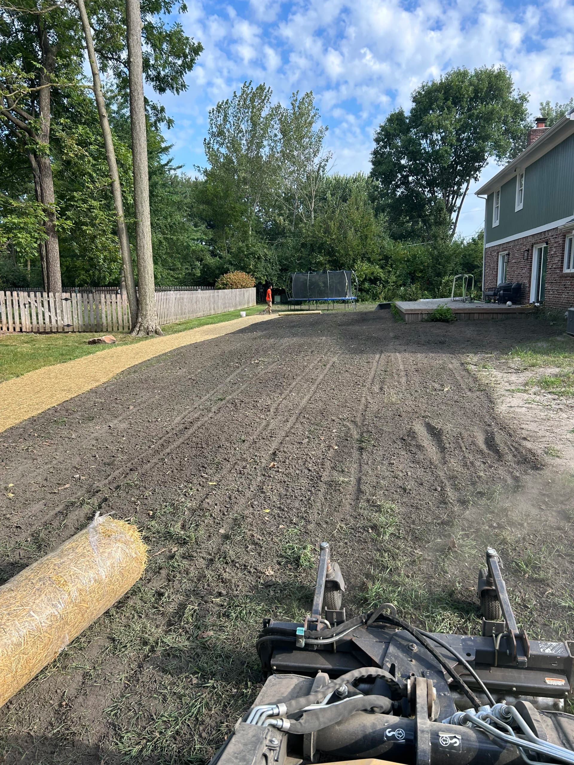 Gallery photos for Lawn Grading and Reseeding After Tree Removal in Fishers: Image #1
